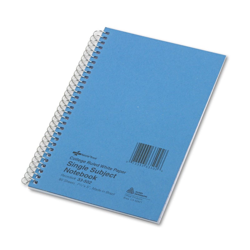 Rediform National Kolor Kraft Cover Notebook, College Ruled, Blue, 1 Subject, 7.75" x 5", 80 Sheets (33502)